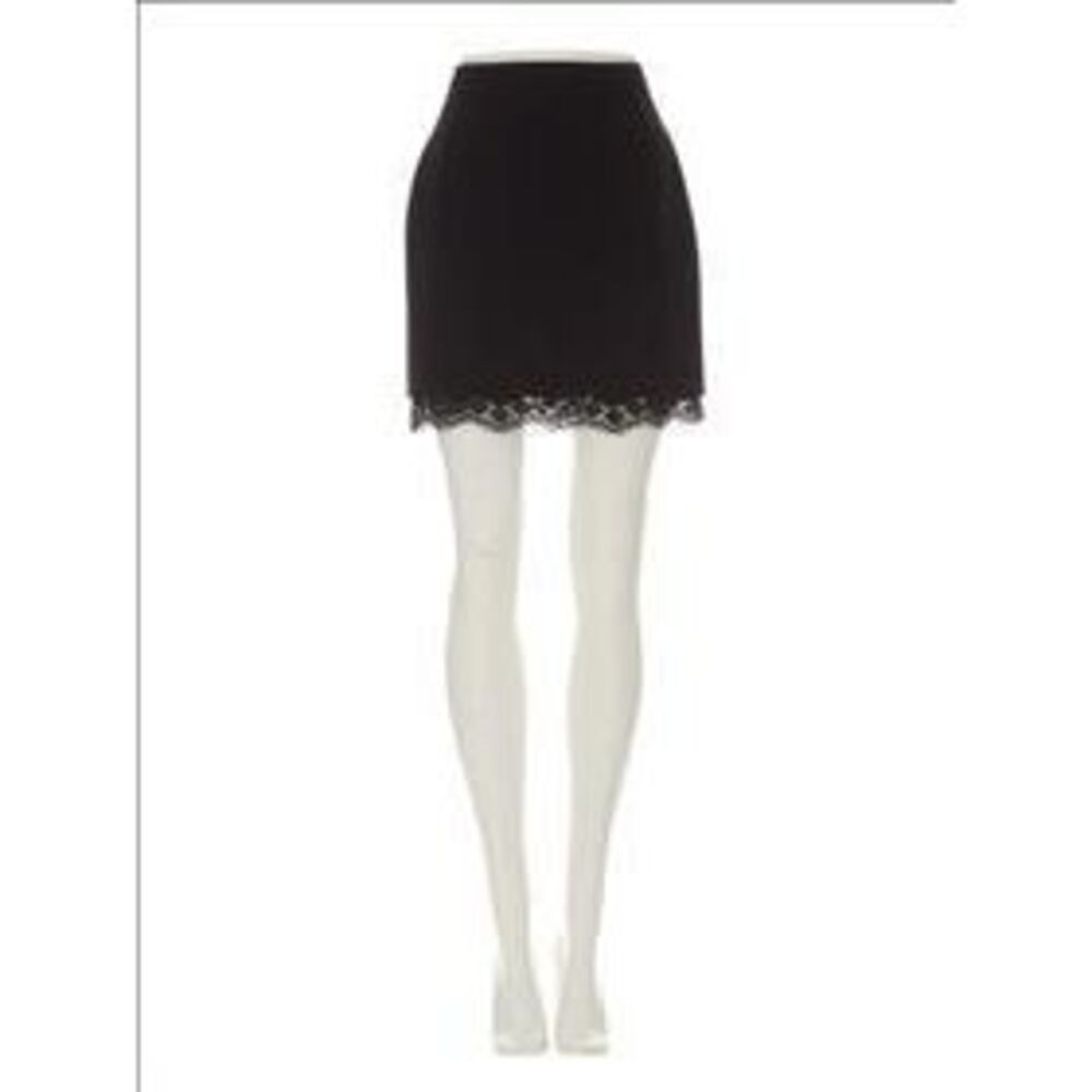 Dolce & Gabbana Women Virgin Wool Mini Skirt With Lace Detail